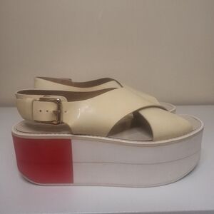 Flamingos Malabis Calf Patent Leather Criss Cross Platform Sandals SZ EU 35